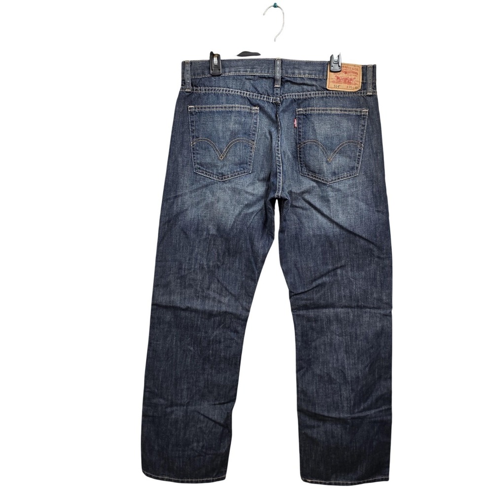 Levis 514 Jeans Mens 36x32 Blue Medium Wash Slim Straight Denim Classic Casual - Picture 3 of 10